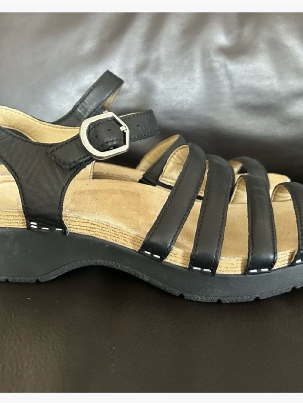 Dansko Black Multi-Strap Buckle Sandal